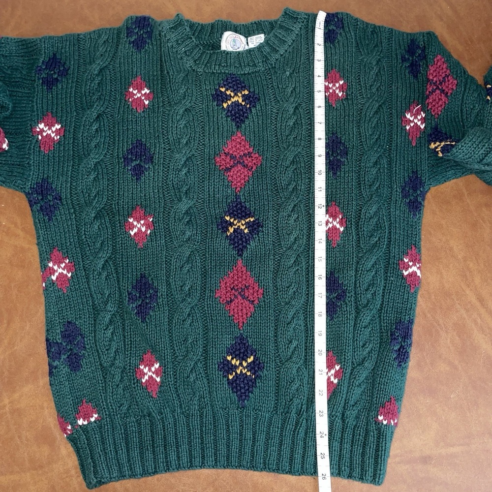 Vintage Cape Isle Knitters Crew Neck Hand Knitted Knit Sweater Green‎ Size: XL - Picture 6 of 6